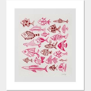 fish inkings pink gold Posters and Art